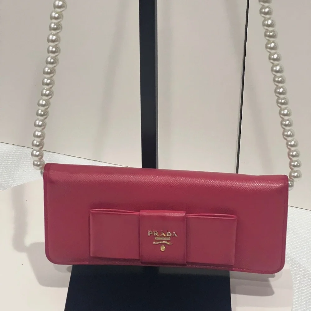 Prada Pink Saffiano Leather Bow WOC